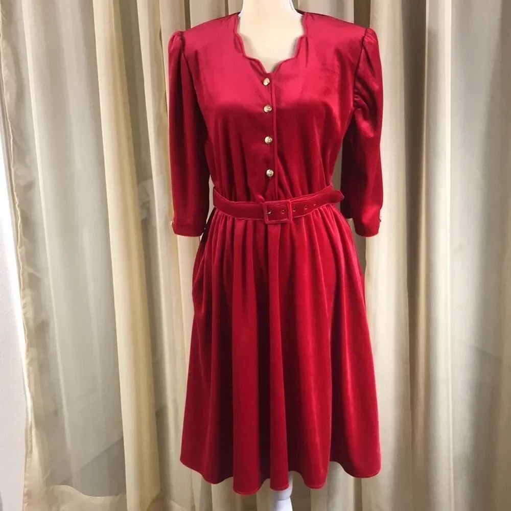 Vintage Anthony Richards Red Velvet Christmas dress size 14